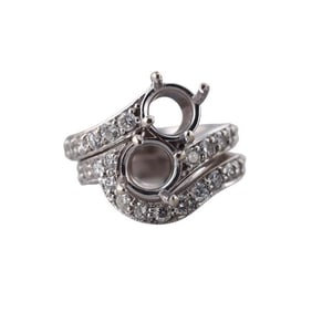 14k Gold Diamond Bridal Wedding Ring Setting Set