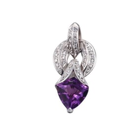 Platinum Diamond Amethyst Pendant