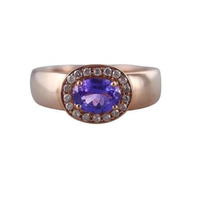 14k Rose Gold Diamond Tanzanite Half Band Ring