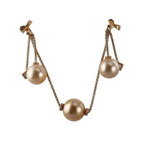 David Yurman 18k Gold Pearl Diamond Necklace Earrings Set