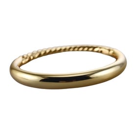 David Yurman 18k Yellow Gold Half Rope Bangle Bracelet