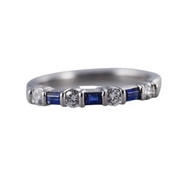 Tiffany & Co Platinum Diamond Sapphire Wedding Band Ring