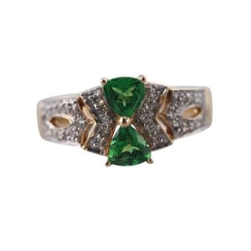 14k Gold Tsavorite Diamond Ring