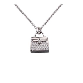 Hermes Amulettes Kelly 18k Gold Diamond Pendant Necklace