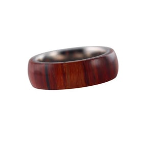 Titanium Imitation Wood Band Ring