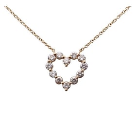 14k Gold Diamond Open Heart Pendant Necklace