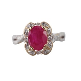 14k Gold Diamond Ruby Ring
