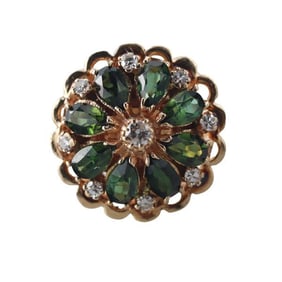 14k Gold Diamond Diopside Cocktail Ring