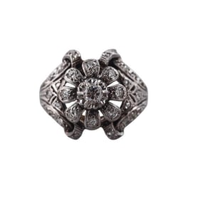 Midcentury 18k Gold Diamond Ring