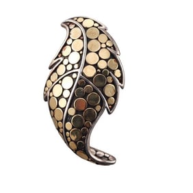 John Hardy Silver Gold Dots Leaf Motif Pendant