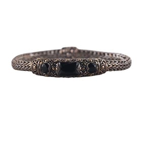 John Hardy Dots 18k Gold Silver Onyx Bracelet