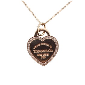 Tiffany & Co Please Return To Diamond 18k Gold Heart Pendant Necklace
