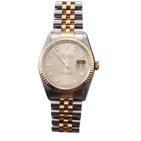 Rolex Datejust 18k Gold Steel Diamond Markers Men's Watch 16233