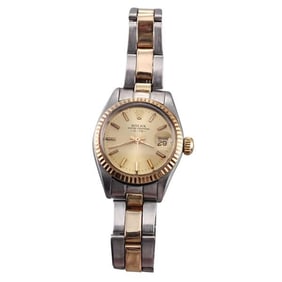 Rolex Date 18k Gold Steel Lady's Watch 6917