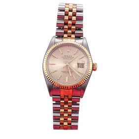 Rolex Datejust 18k Gold Steel Tapestry Dial Men's Watch 16013