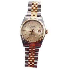 Rolex Datejust 18k Gold Steel Tapestry Dial Men's Watch 16013