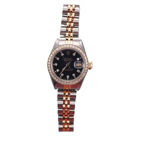 Rolex Datejust 18k Gold Steel Diamond Lady's Watch 69173