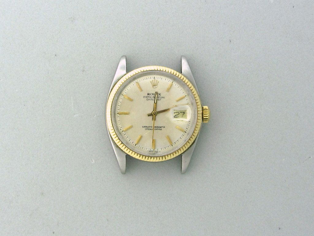 ROLEX OYSTER PERPETUAL DATEJUST WATCH 1603: Rolex Model: Datejust Ref: 1603 Serial:14###### Steel & Gold Case 36mm X 44mm silvered Dial Movement Automatic Bracelet- N/A Box -No / Papers - No