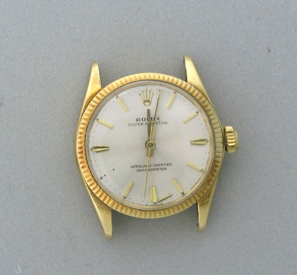 Rolex Oyster Perpetual 18k Gold Watch 6551: Rolex Model:Oyster Perpetual Ref: 6551 Serial:ILLEGIBLE , 18k Yellow Gold Case 30mm X 36mm Dial - Original Movement Automatic , cal. 1160 Bracelet- N/A Box -No / Papers - No