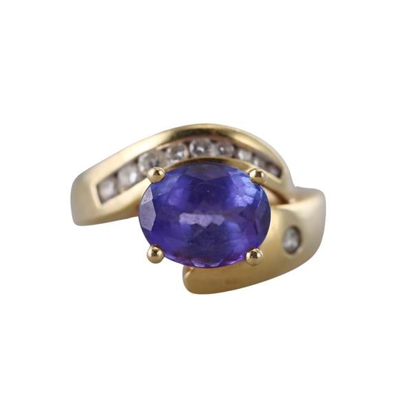 18k Gold Diamond Tanzanite Bypass Ring (1 of 3)