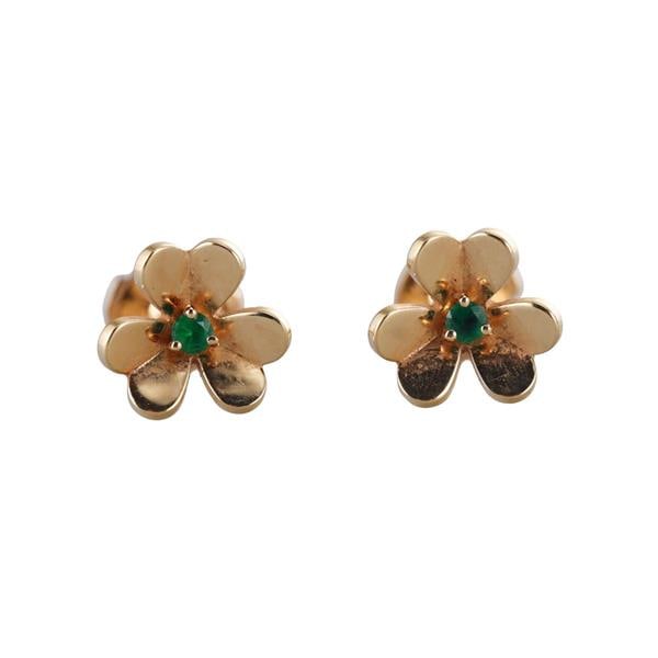 Van Cleef & Arpels Frivole 18k Gold Emerald Mini Earrings (1 of 4)