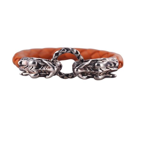 John Hardy Sterling Silver Dragon Naga Woven Leather Bracelet (1 of 3)