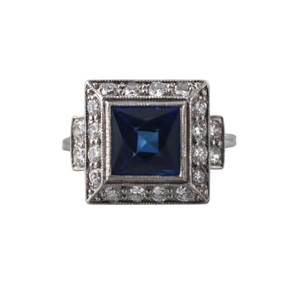 Platinum Diamond Synthetic Sapphire Ring (1 of 4)