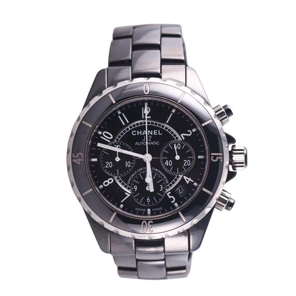 Chanel J12 Black Ceramic Steel Automatic Watch 68970: METAL: Black Ceramic/Stainless Steel. MEASUREMENTS: Case 41mm, bracelet will fit approx. 7.25" wrist. MOVEMENT: Automatic, working order. Ref. 68970. Circa 2015.Watches are guaranteed to be in ru