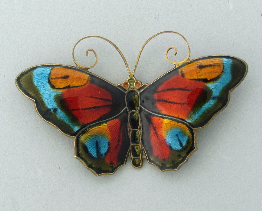 David Andersen Norway Sterling Enamel Brooch: Measurements - 60mm x 36mm. marks - David-Andersen, Norway,sterling,925 S. weight - 14.4 grams