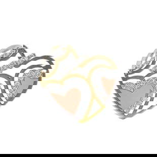 Roberto Coin 18k Gold Diamond and Enamel Heart Pendant Charm: METAL: 18k Gold. GEMSTONES: Diamonds approx. 0.43 ctw, enamel. MEASUREMENTS: 28mm x 24mm. MARKED: 750, Roberto Coin, ruby maker's mark. WEIGHT: 3.6 grams. Gemstones have not been graded for color