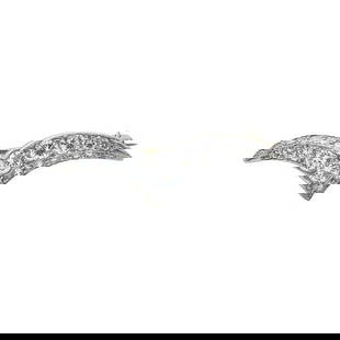 Tiffany & Co. Platinum Diamond Brooch Pin: METAL: Platinum. GEMSTONES: Diamonds approx. 0.75 ctw. MEASUREMENTS: 28mm x 10mm. MARKED: Tiffany and Co., Irid. Plat. WEIGHT: 2.2 grams. Gemstones have not been graded for color and clarity, and