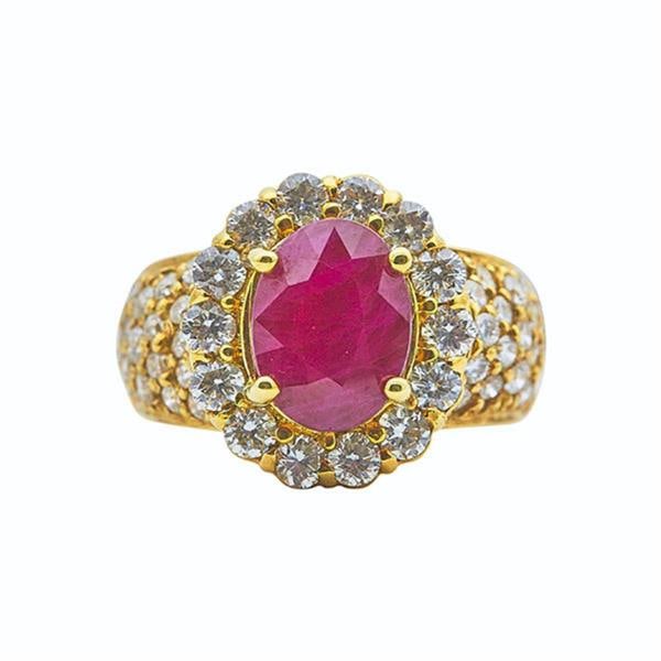 18k Yellow Gold Ruby and Diamond Ring (1 of 2)