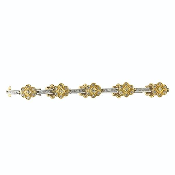 18k Gold Diamond Floral Link Bracelet (1 of 2)