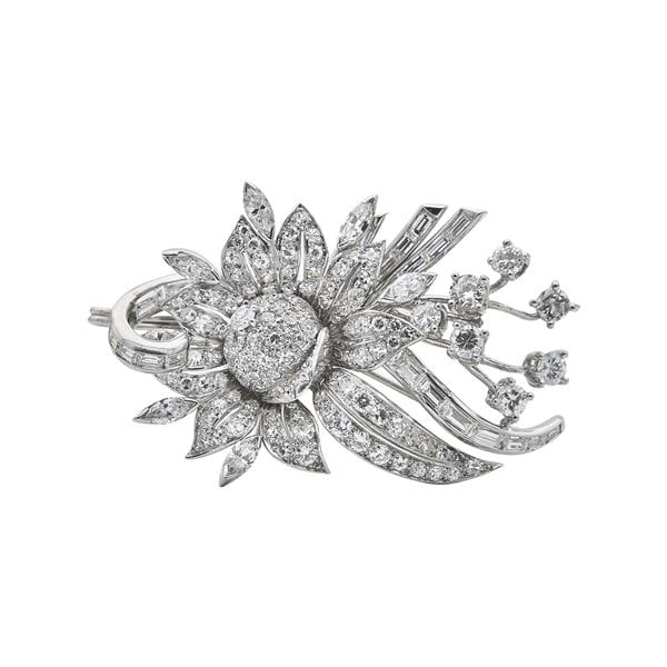 Platinum Diamond Floral Convertible Brooch Pendant (1 of 3)
