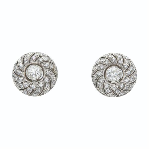 A Pair of 18k Gold Old European Cut Diamond Stud Earrings (1 of 2)