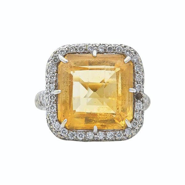 Modiva 18k White Gold Citrine and Diamond Ring (1 of 2)