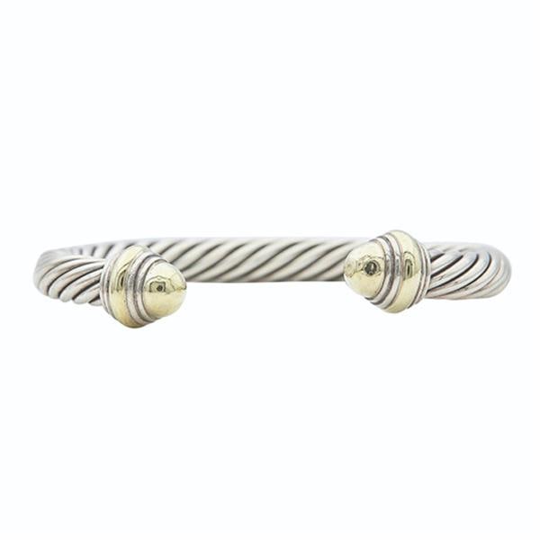 David Yurman Cable Sterling Silver and 14k Gold Bangle Bracelet (1 of 3)