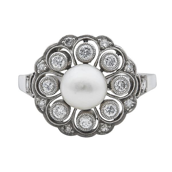 Platinum Pearl and Diamond Ring (1 of 2)