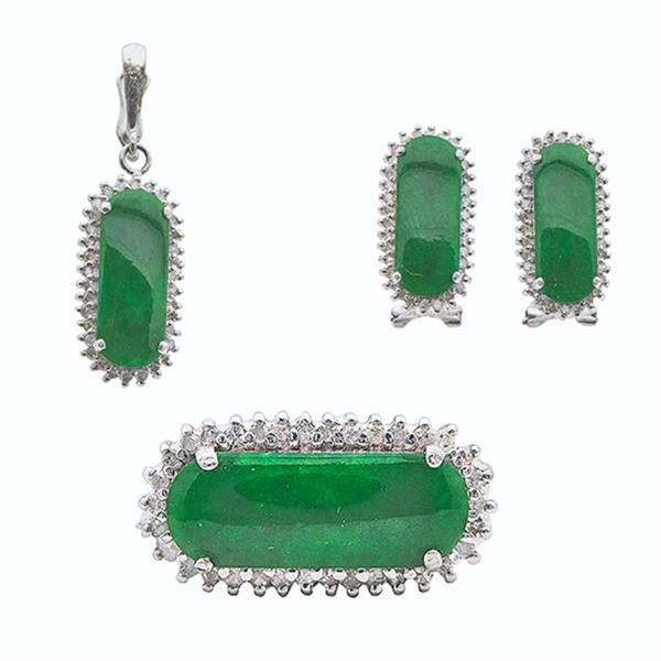 14k White Gold Jade and Diamond Suite (1 of 7)