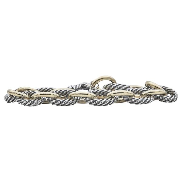 David Yurman 18k Yellow Gold and Silver Oval Link Cable Bracelet (1 of 3)
