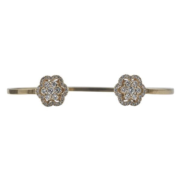 18k Yellow Gold Diamond Cluster Flexible Bangle Bracelet (1 of 2)