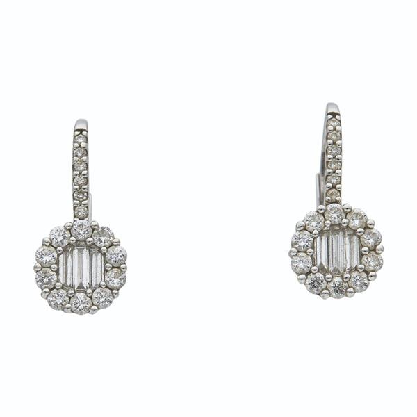 A Pair of 18k White Gold Diamond Drop Earrings (1 of 3)
