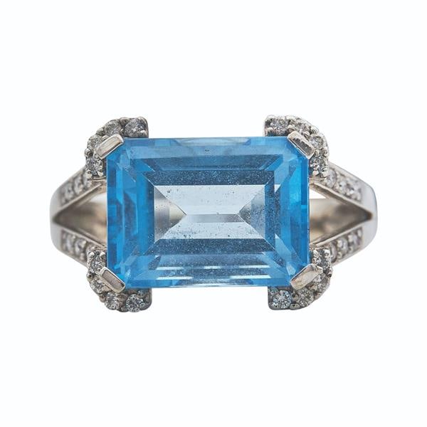 14k White Gold Topaz and Diamond Ring (1 of 3)