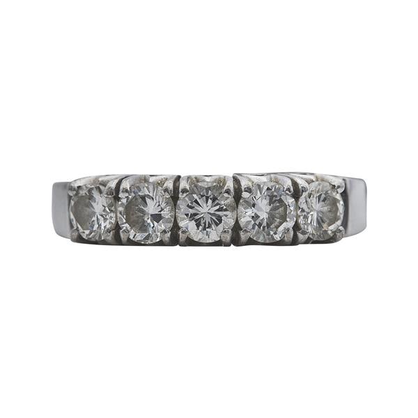 18k White Gold Diamond 5 Stone Band Ring (1 of 3)