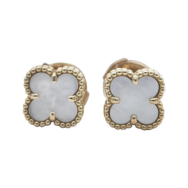 A Pair of Van Cleef & Arpels Sweet Alhambra 18k Yellow Gold Mother-of-Pearl Earrings (1 of 5)
