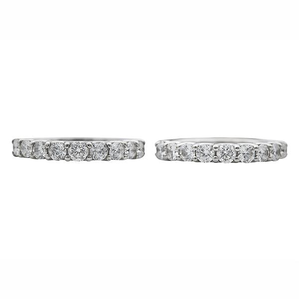Set of 2 14k White Gold 9 Stone Diamond Band Rings (1 of 4)