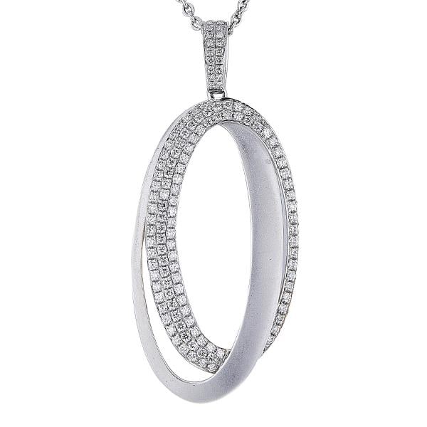 18k White Gold Diamond Pendant Necklace: METAL: 18k White Gold. GEMSTONES: Diamonds approx. 0.63 ctw. MEASUREMENTS: Necklace length 16 inches, pendant is 45mm x 21mm with bail. MARKED: cf18k, afarin, D 0.63, chain marked 18k, RCI, Turkey. WE