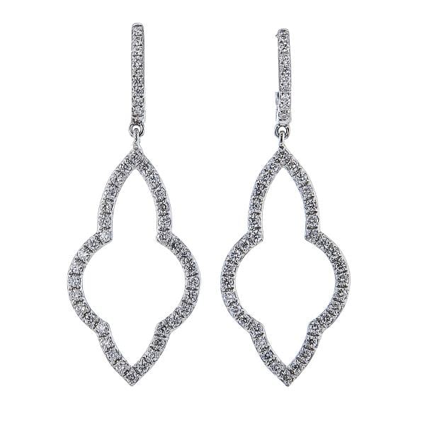 A Pair of 14k White Gold Diamond Drop Earrings (1 of 3)