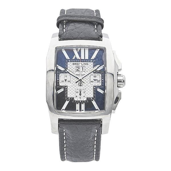 Breitling Flying B Stainless Steel Watch Ref. A44365, circa 2010: Case Material: Stainless Steel. Strap: Calfskin with Alligator grain. Case Size (mm): 42 x 57. Bezel: Stainless Steel. Movement Type: Automatic. Dial Color: Black. Crystal: Sapphire. Crystal Condition