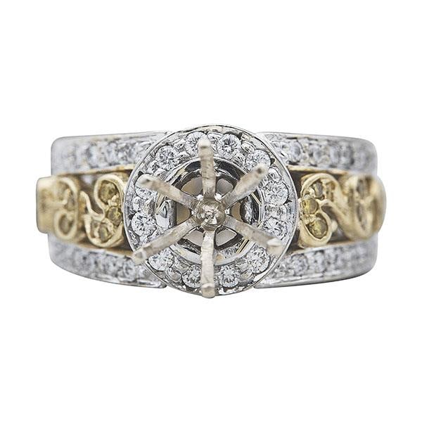 18k White and Yellow Gold Diamond and Fancy Yellow Diamond Engagement Ring Setting (1 of 3)